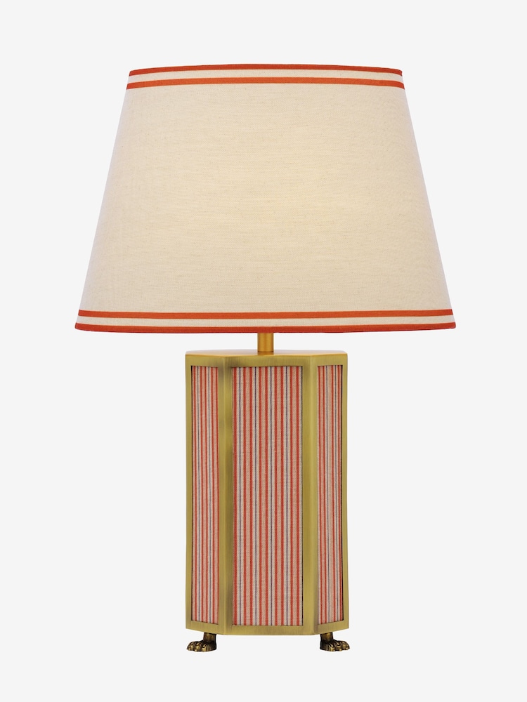 Joules Red Helmingham Antique Brass Claw Foot Table Lamp - Image 9 of 9