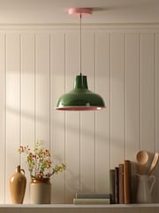 Joules Green Pink Hatfield Industrial Pendant Ceiling Light - Image 2 of 5