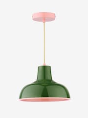 Joules Green Pink Hatfield Industrial Pendant Ceiling Light - Image 4 of 5
