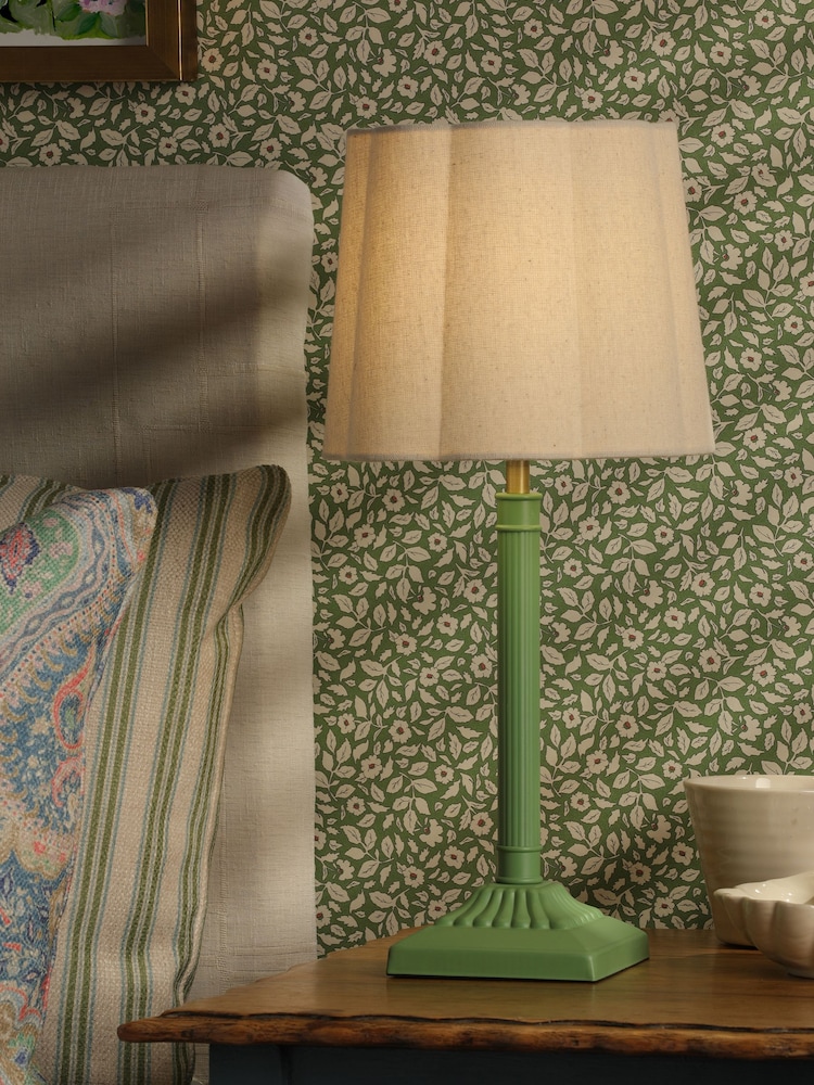 Joules Green Buscot Square Base Table Lamp with Shade - Image 1 of 6