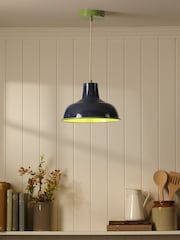 Joules Navy Green Hatfield Industrial Pendant Ceiling Light - Image 1 of 5