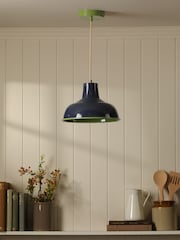 Joules Navy Green Hatfield Industrial Pendant Ceiling Light - Image 2 of 5