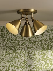 Joules Antique Brass Wollaton 3 Light Flush Ceiling Light - Image 1 of 8