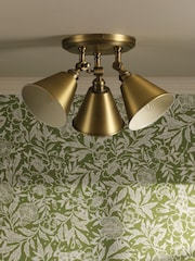 Joules Antique Brass Wollaton 3 Light Flush Ceiling Light - Image 2 of 8