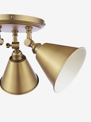Joules Antique Brass Wollaton 3 Light Flush Ceiling Light - Image 4 of 8