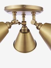 Joules Antique Brass Wollaton 3 Light Flush Ceiling Light - Image 5 of 8