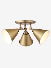 Joules Antique Brass Wollaton 3 Light Flush Ceiling Light - Image 6 of 8