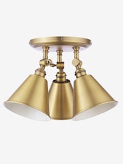 Joules Antique Brass Wollaton 3 Light Flush Ceiling Light - Image 7 of 8