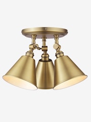 Joules Antique Brass Wollaton 3 Light Flush Ceiling Light - Image 8 of 8