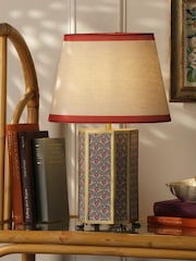 Joules Red Helmingham Antique Brass Claw Foot Table Lamp - Image 1 of 7
