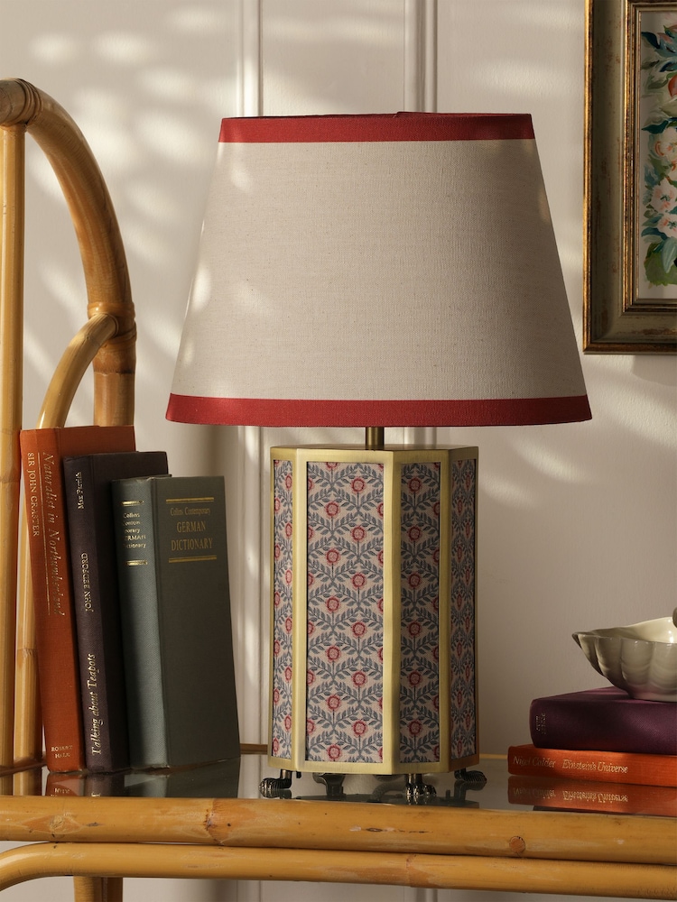 Joules Red Helmingham Antique Brass Claw Foot Table Lamp - Image 2 of 7