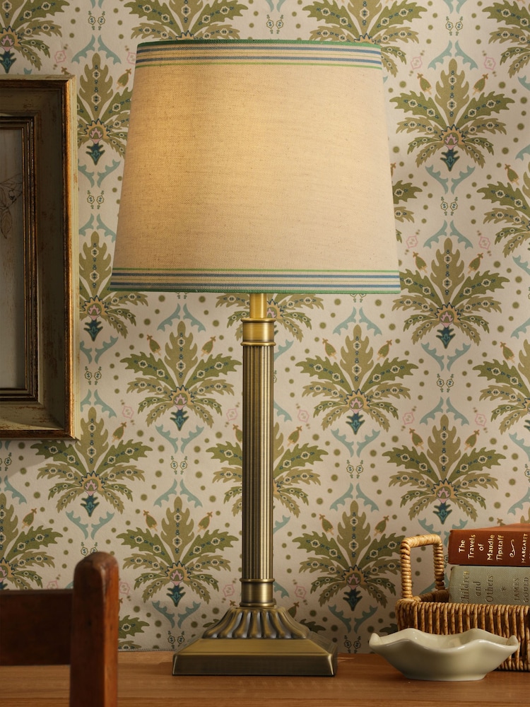 Joules Antique Brass Buscot Square Base Table Lamp with Shade - Image 1 of 6