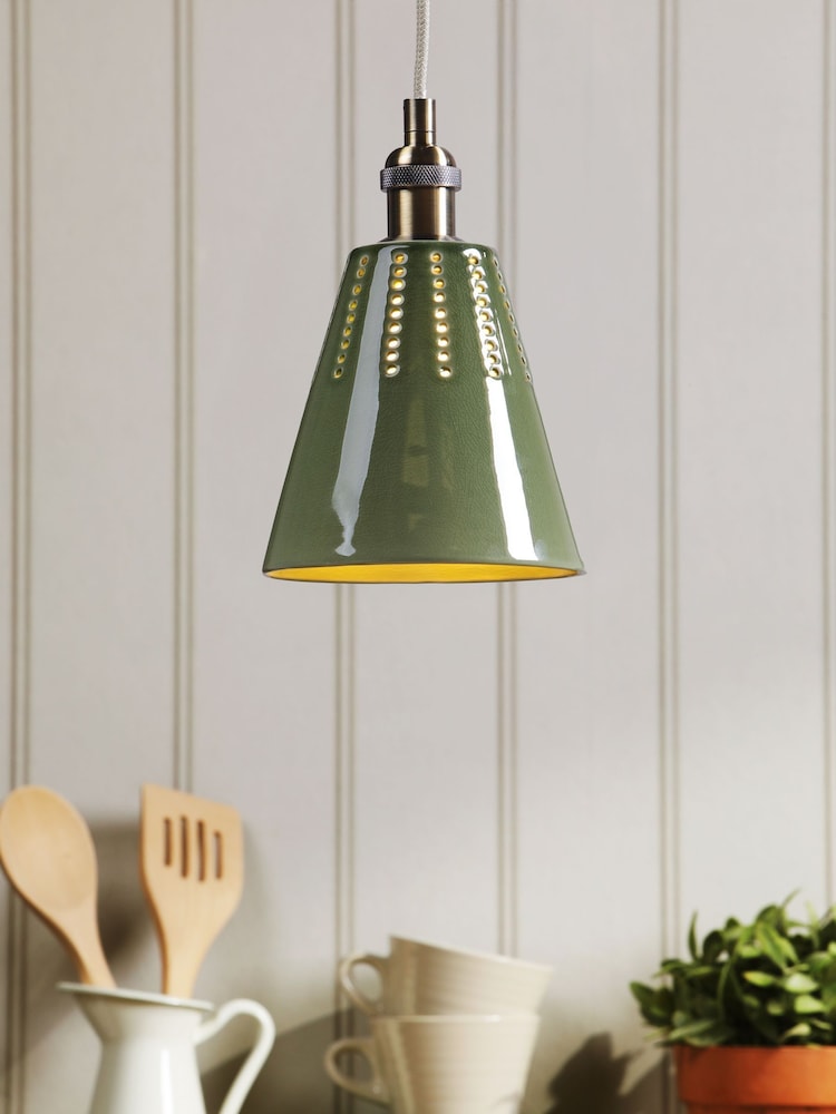 Joules Green Allington Cone Pendant Ceiling Light - Image 1 of 7
