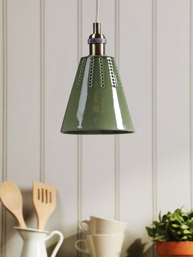 Joules Green Allington Cone Pendant Ceiling Light - Image 2 of 7