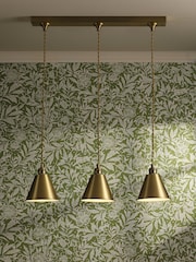 Joules Antique Brass Wollaton 3 Light Linear Pendant Bar Ceiling Light - Image 1 of 5