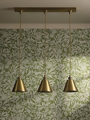 Joules Antique Brass Wollaton 3 Light Linear Pendant Bar Ceiling Light - Image 2 of 5