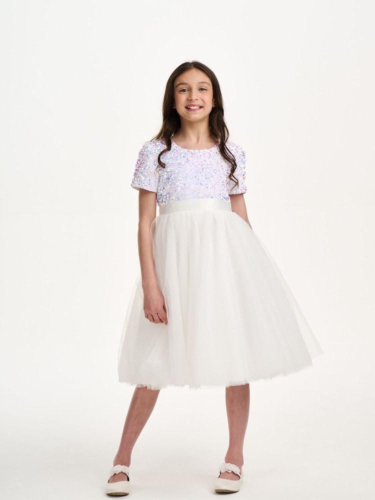 iAMe Girls Party White Dress - Image 1 of 9