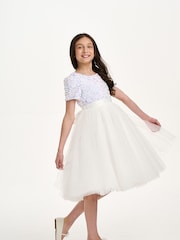 iAMe Girls Party White Dress - Image 3 of 9