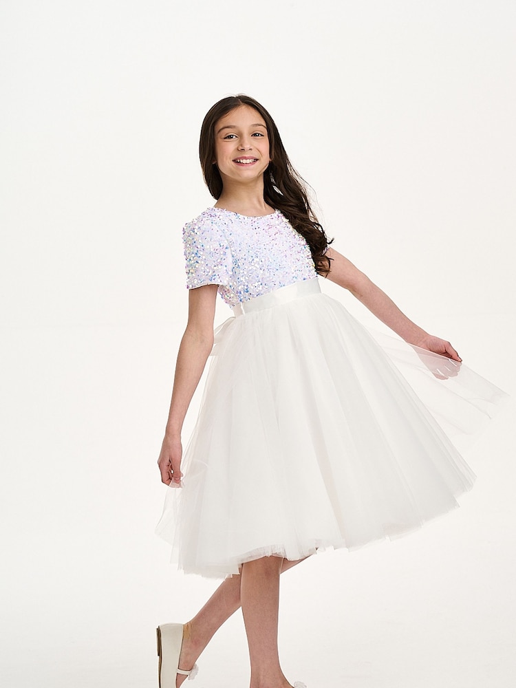 iAMe Girls Party White Dress - Image 3 of 9