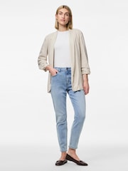 PIECES Grey 3/4 Ruched Sleeve Blazer - Image 4 of 7