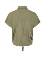 PIECES Green Tie Front Short Sleeve Shirt - Image 6 of 6