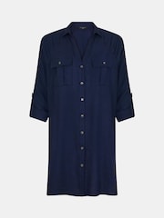 Accessorize Blue Long Sleeve Beach Cover-Up Shirt - Image 4 of 4