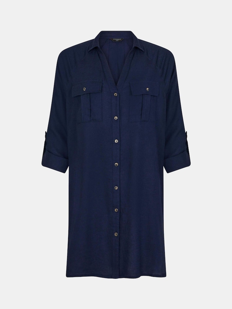 Accessorize Blue Long Sleeve Beach Cover-Up Shirt - Image 4 of 4