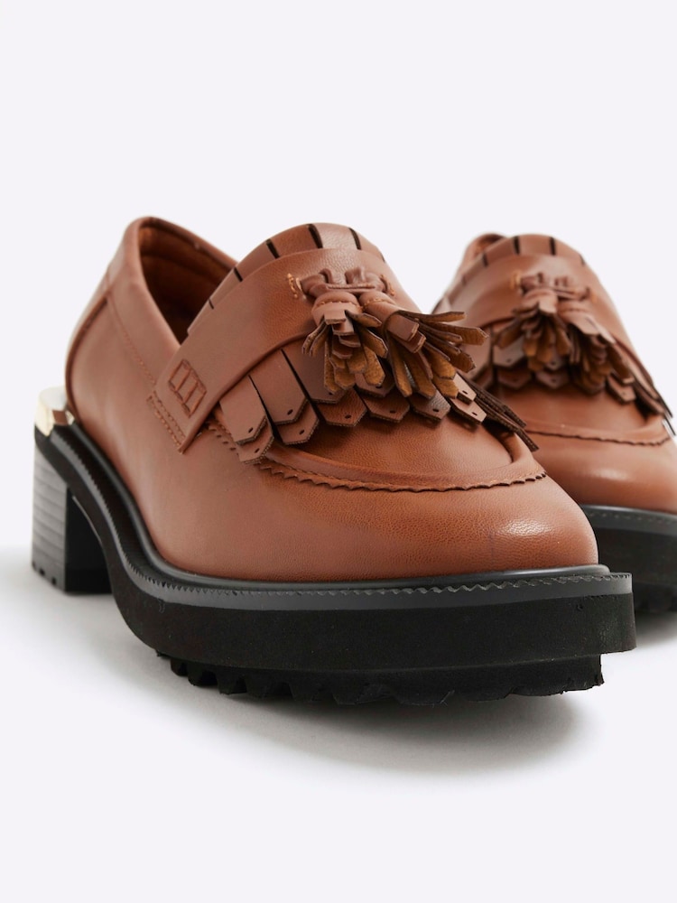 River Island Brown Chunky Heeled Loafers - Image 5 of 5 River Island Brown Chunky Heeled Loafers - Image 5 of 5