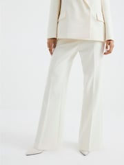 River Island Cream Slim Petite Flare Trousers - Image 1 of 5