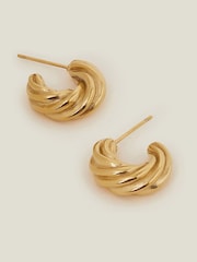 Accessorize Gold 14ct Gold Plated Stainless Steel Twist Hoop Earrings - Image 1 of 2