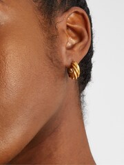 Accessorize Gold 14ct Gold Plated Stainless Steel Twist Hoop Earrings - Image 2 of 2