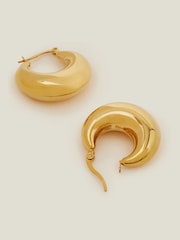 Accessorize Gold 14ct Gold Plated Chunky Crescent Hoop Earrings - Image 1 of 2