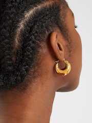 Accessorize Gold 14ct Gold Plated Chunky Crescent Hoop Earrings - Image 2 of 2