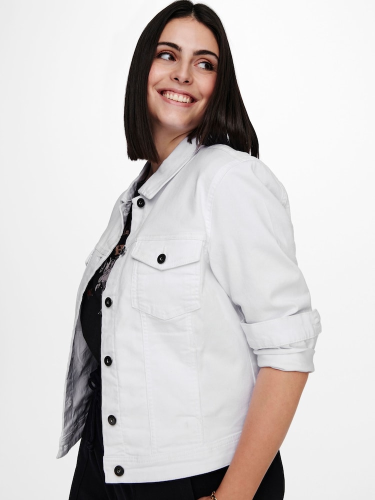 ONLY Curve White Denim Jacket - Image 4 of 6