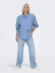 ONLY Curve Blue Wide Leg High Waist Denim Jeans - Image 1 of 5