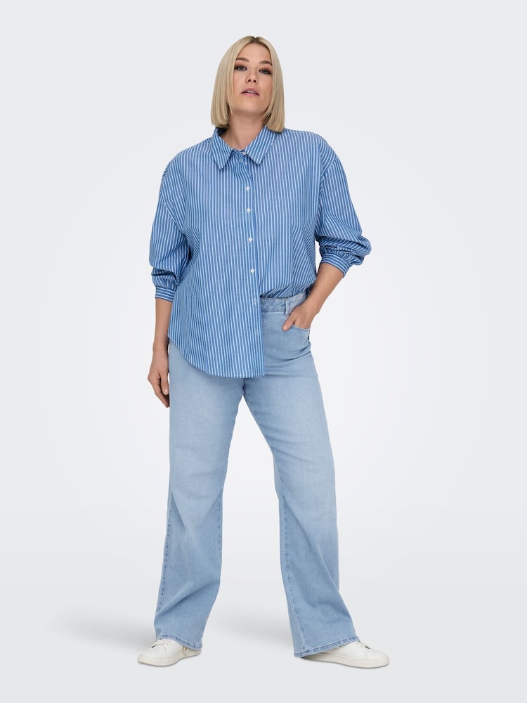 ONLY Curve Blue Wide Leg High Waist Denim Jeans - Image 1 of 5