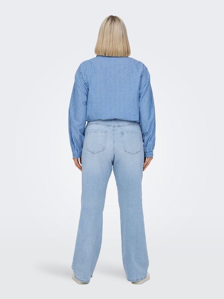 ONLY Curve Blue Wide Leg High Waist Denim Jeans - Image 3 of 5