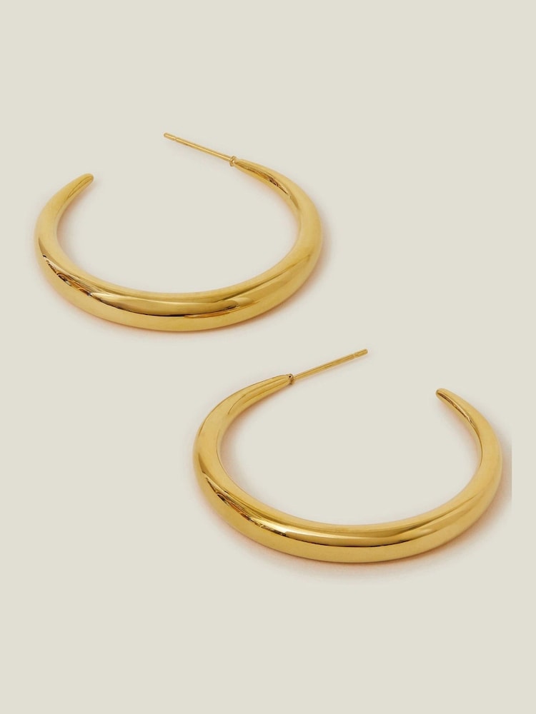 Accessorize 14ct zlata (barva); zlato pozlačeni okrogli uhani iz nerjavnega jekla polmeseca - Slika 1 iz 2