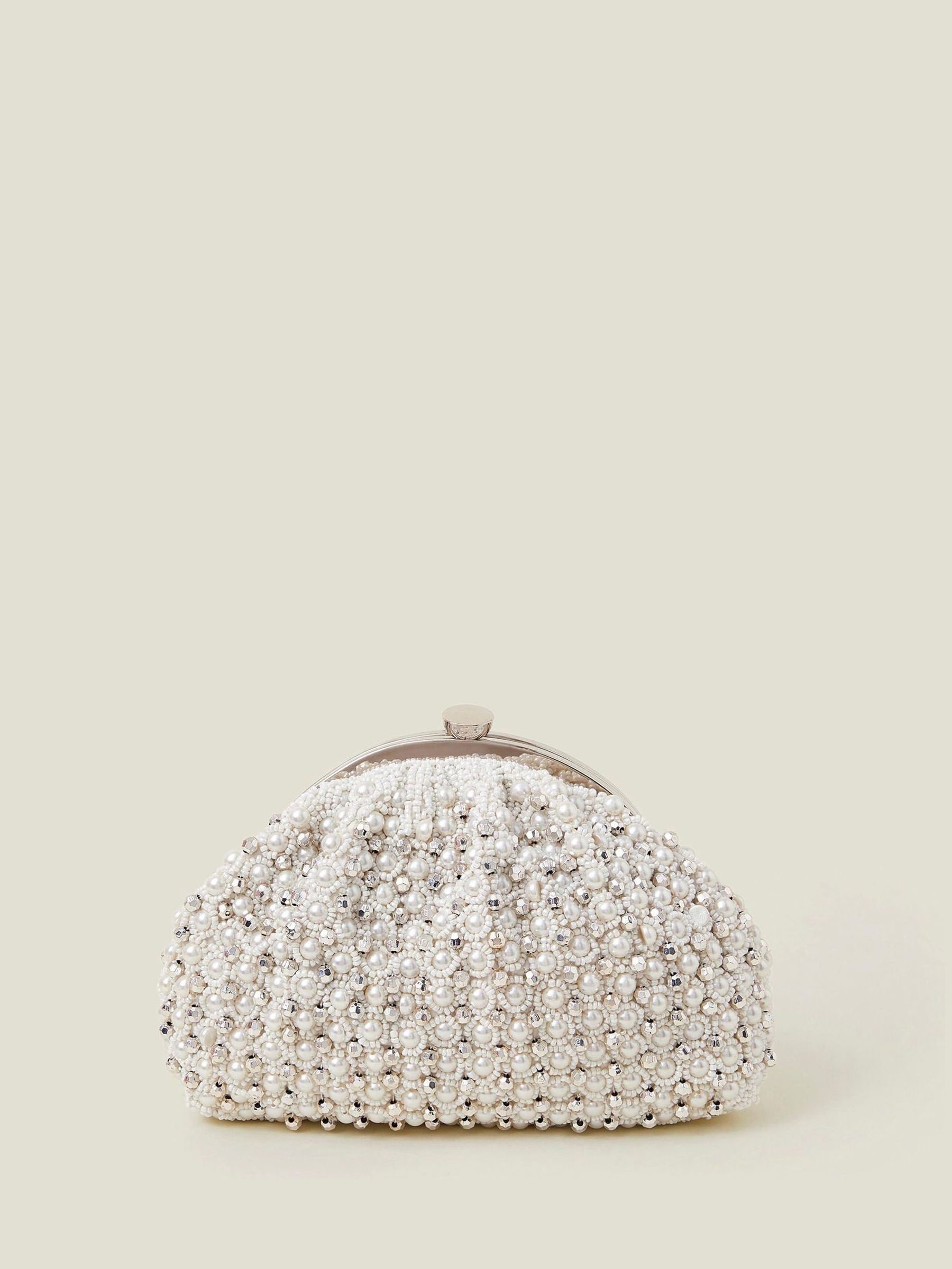 Accessorize Natural Bridal Embellished Clip Frame Bag