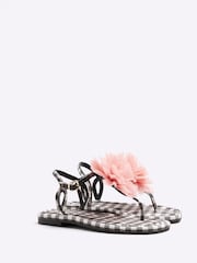 River Island Black 3D Flower Strappy Sandals - Image 2 of 5