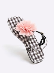 River Island Black 3D Flower Strappy Sandals - Image 4 of 5
