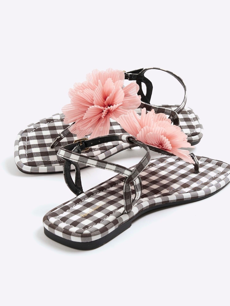 River Island Black 3D Flower Strappy Sandals - Image 5 of 5