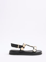 River Island Black Studded T-Bar Sandals - Image 2 of 6