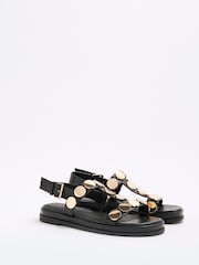 River Island Black Studded T-Bar Sandals - Image 3 of 6