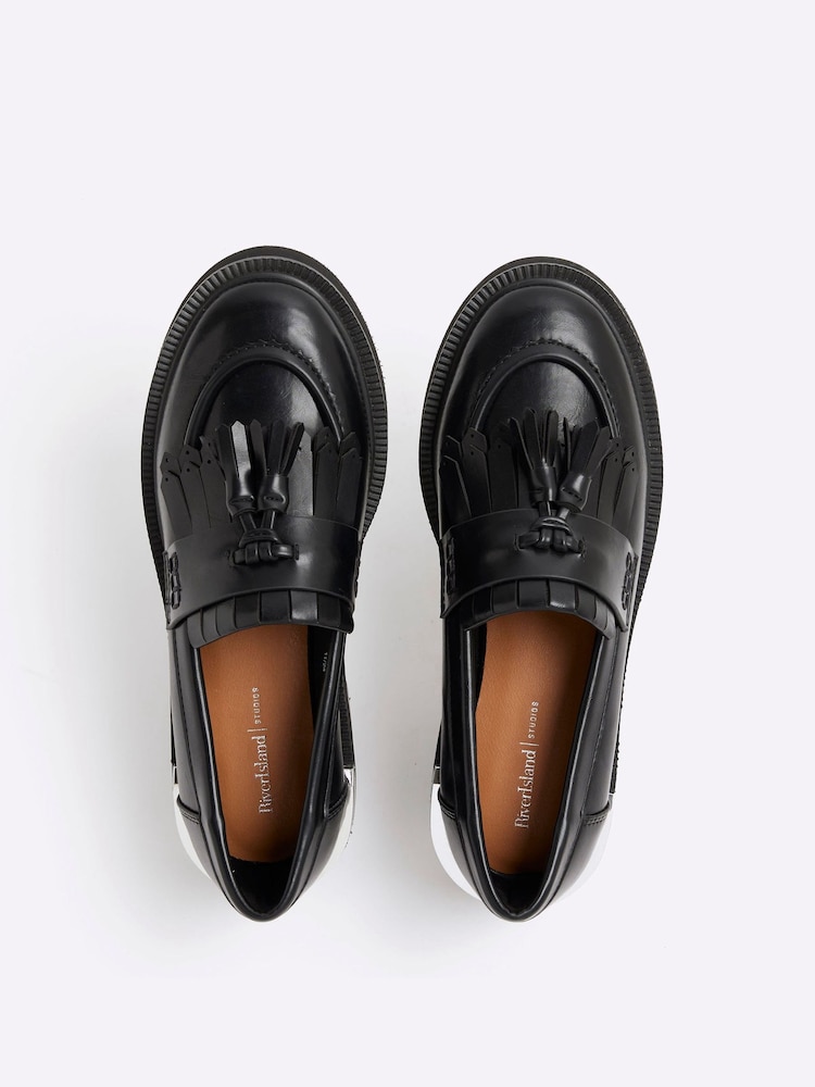 River Island Black Chunky Heeled Loafers - Image 4 of 5