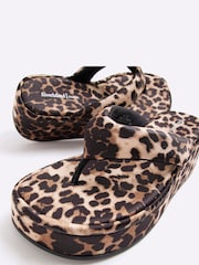 River Island Animal Monogram Toe Thong Wedge Sandals - Image 5 of 6