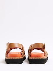 River Island Orange Raffia Cross Strap Sandals - Image 4 of 6