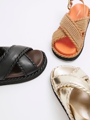 River Island Orange Raffia Cross Strap Sandals - Image 6 of 6