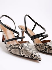 River Island Grey Snake Print Strappy Court Shoes - Image 5 of 6