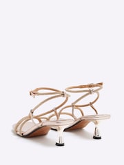 River Island Gold Kitten Heeled Strappy Embellished Sandals - Image 4 of 6